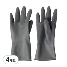 JAJU 常用手腕橡膠手套 雙手適用套組 23cm, FREE(one size), 4套, 灰色