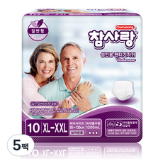 참사랑 남녀공용 성인 팬티기저귀 일반형, 특대형, 10매입, 5개