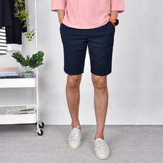 GUYSTORY 男款亞麻綁帶短褲