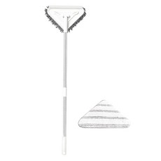 伸縮桿大面寬三角清潔拖把 附雪尼爾布 + 超細纖維布, 1組