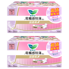 Laurier 蕾妮亞 台灣公司貨 零觸感特薄羽感衛生棉 量多日用加長型, 25cm, 28片, 2組
