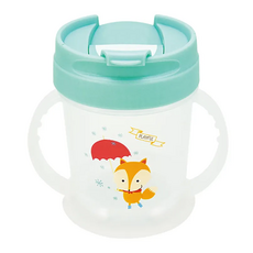 DOUBLEBEAR 台灣晉億 Tritan掀蓋式無毒練習杯 8個月以上適用 防漏水結構 BPA Free不含雙酚A, 綠色, 200ml, 1個