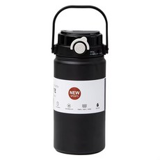 雙飲提手保溫瓶 不鏽鋼, 黑色, 1L, 1個