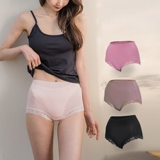 A-one 女性用透氣莫代爾蕾絲內褲 221701 4件組, 黑色, 摩卡, 膚色, 紫羅蘭