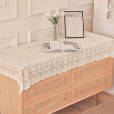 Maimin 花朵蕾絲桌布, 60 x 60 cm, 白色