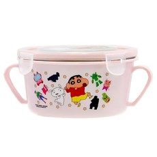 蠟筆小新 不銹鋼雙耳隔熱餐碗, 粉色, 12.5 x 15.3 x 7cm, 1個