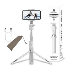디씨네트워크 4세대 블루투스 셀카봉 삼각대, DC-12(화이트), 1개