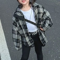 EYOUMONG 兒童Motori格紋寬鬆休閒長袖襯衫