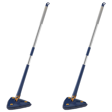 免手洗三角拖把 附替換抺布 藍色, 2組