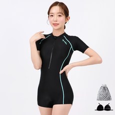 AQUATICA 女款短袖連身泳褲+胸墊+收納袋組 AQA27512