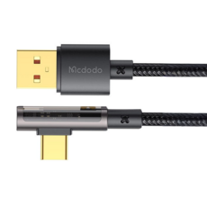 Mcdodo 麥多多 Type-C 6A 棱鏡系列 彎頭透明數據線100W CA-338, 1.2m, 黑色, 1條