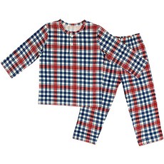 Maykids 童款印花桃皮絨2件式長袖套裝 法式格紋款