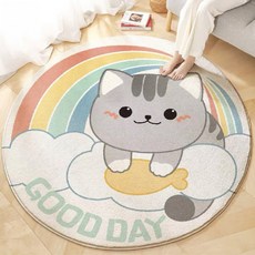 韓風插圖圓形仿羊絨地毯