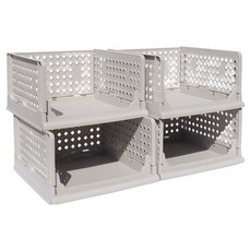 Living Sunday Samseung Plus 可折疊滑動式收納箱 大型, 灰色, 4個