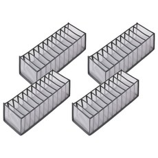 衣物分隔收納盒組 網紗材質 中(11格), 灰色, 4個