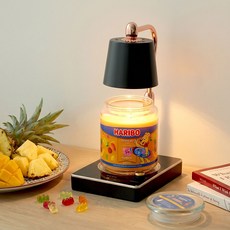 HARIBO 大罐蠟燭 + 可調光定時融蠟燈組, 熱帶樂趣, 黑色(融蠟燈)