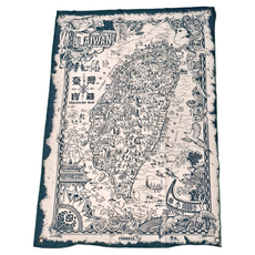 木子創意 台灣藏寶圖 （丈青色）厚帆布/金屬釦 台灣製造, 53 x 75cm