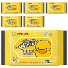 PiYOPiYO 黃色小鴨 EDI超純水嬰兒濕紙巾, 20張, 6包