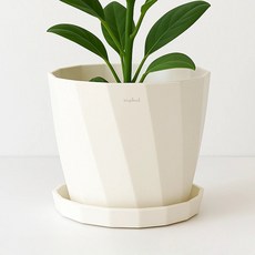 anplant 格子型塑膠粉彩園藝花盆, 白色, 1個