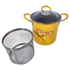 小黃鴨 可過濾雙層油炸鍋 鍋體-鐵材質 鍋網-優質不鏽鋼 鍋蓋-鋼化玻璃, 16.5cm, 1個