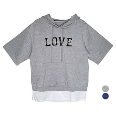 올리브데올리브 여성용 레이어드 배색 러브 후드티셔츠