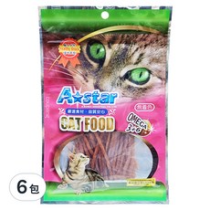 A star 貓專用零食,細切鮪魚條, 優質肉品製成, 無添加色素, 45g, 6包