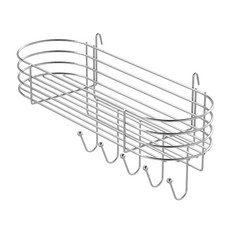 KI WISH 居家生活 掛勾式橢圓掛籃五掛勾(長40.5*深13*高22cm) 網片、網格片通用 台灣製造, 銀色, 1個
