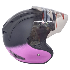 普通型露臉式機車防護頭盔 含一層護目鏡 R3-A6, 黑紫色