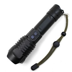 미나티 XHP100 충전식 LED 줌 써치라이트 J87 단품, 블랙(랜턴), 랜덤발송(실리콘스트랩), 1개