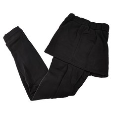 加絨內搭褲裙-M 精梳棉鑽石絨, 黑色