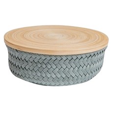 Handedby Wonder編織圓形附蓋籃, S (21 x 21 x 8cm), 藍綠色, 1個