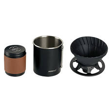 JOINOUT 郊外 旅行咖啡手沖組 304不鏽鋼, 1組, 摺疊把手杯 + 咖啡罐 + 摺疊濾杯, 1-2人份