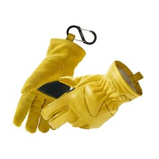 Camping Bar 牛皮真皮工作手套 加厚款 M, 黃色, 1雙