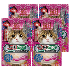 貓主子 御用肉泥, 鮪魚+蟹肉離胺酸, 精心製作無任何調味, 海鮮, 64g, 4袋