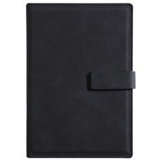 Black Swan天鵝絨磁扣商務筆記本, 黑色