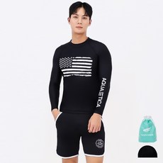 aquatica 男款長袖防磨上衣 AQAMT401 + 海灘短褲 + 彈性泳帽 + 防水袋套組