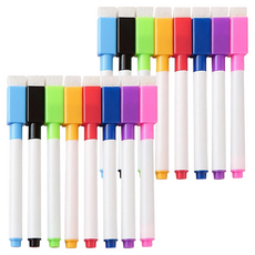 QIDINA 磁吸可擦拭8色白板筆 A款, 藍色 + 黑色 + 綠色 + 黃色 + 紅色 + 青色 + 紫色 + 粉色, 2組