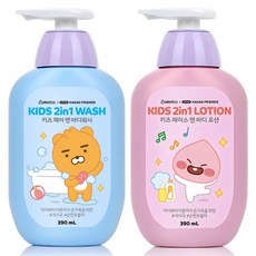 베비언스 리틀카카오프렌즈 키즈 헤어 앤 바디워시 블루 390ml + 페이스 앤 바디로션 390ml, 1세트
