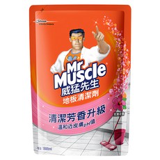 Mr Muscle 威猛先生 地板清潔劑補充包 完美花香 清潔芳香升級 快乾不黏腳 溫和近皮膚pH值, 1.8L, 1包