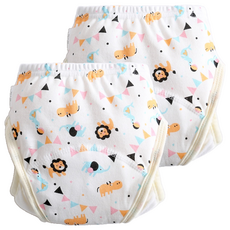 加厚六層學習褲/尿布褲 8~12kg (彩旗獅子) - 寶寶學習褲/訓練褲, 90, 1組