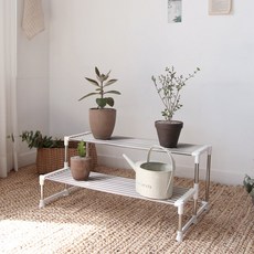 LIVING HAPPY 2層階梯式花盆整理架, 混合色