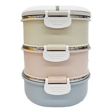 三層便當盒 304不鏽鋼+PP 2.4L容量 20CM*深18CM, 白色 + 紅色 + 藍色, 1個