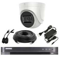HIKVISION CCTV 4K 8MP 室內半球攝像機錄像機 Balun UTP 40m 套組, DS-7204HUHI-K1(錄影機)+DS-2CE76U1T-ITPF(攝影機)+SH-24122CN(轉接器)