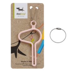 dooloop All Nature拾便袋鑰匙圈+鋼絲鑰匙圈組, 淺粉色+銀色, 1組