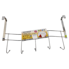 MIKA HOUSE 橘之屋 造型門後掛架 防鏽處理 適用於廚房 浴室 線材, 銀色 + 木頭色, 1組