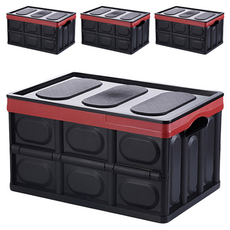 정리정돈 휴대용 공간활용 폴딩박스, 블랙, 4개