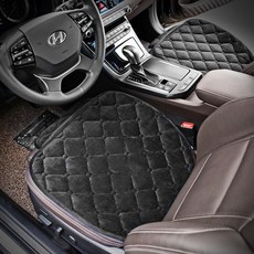 KMMOTORS 超細纖維絎縫車用冬季前座單人坐墊, 2個, 黑色