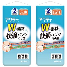 日本製紙 Acty W薄型成人紙尿褲 L~LL 男女適用 輕薄透氣, 2包, 18片