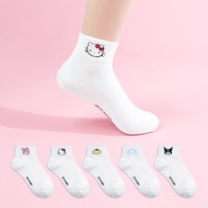 Sockpiens 三麗鷗兒童臉部圖案短襪5雙組