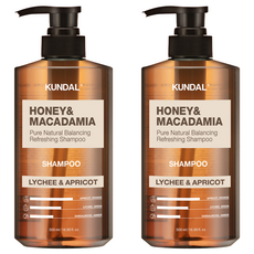 KUNDAL 昆黛爾 蜂蜜澳洲堅果香氛洗髮乳 荔枝杏香, 500ml, 2瓶